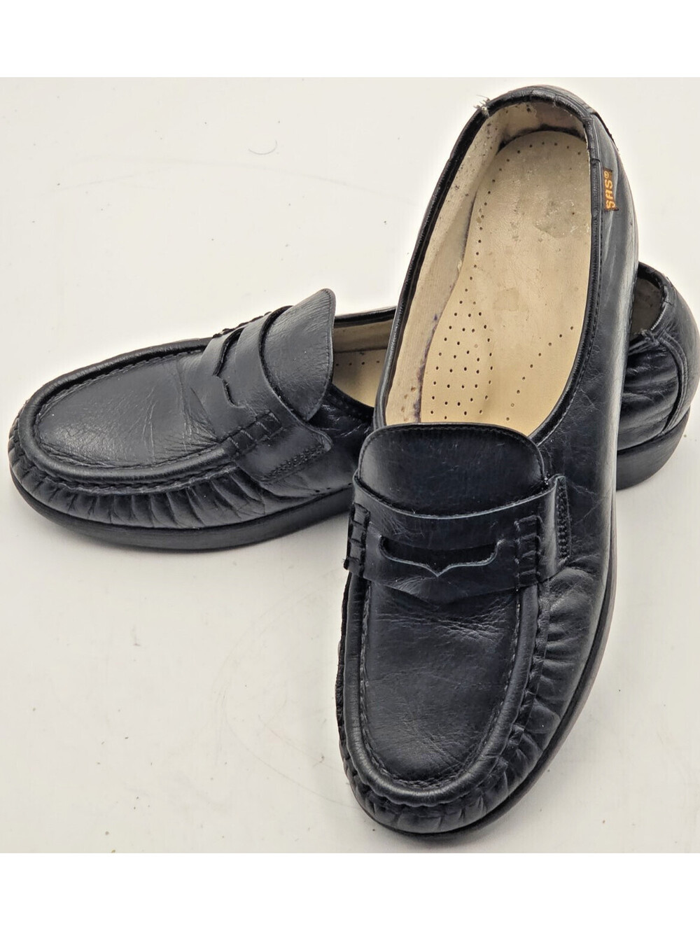 Vintage SAS Classic Women's 9.5 S Black Leather Comfort Loafers USA Made